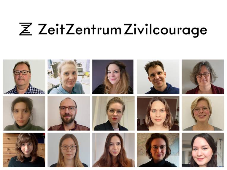 Collage aus Fotos des Teams des ZeitZentrum Zivilcourage, Januar 2021